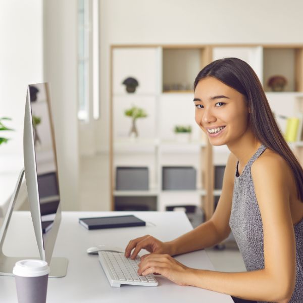 student on computer